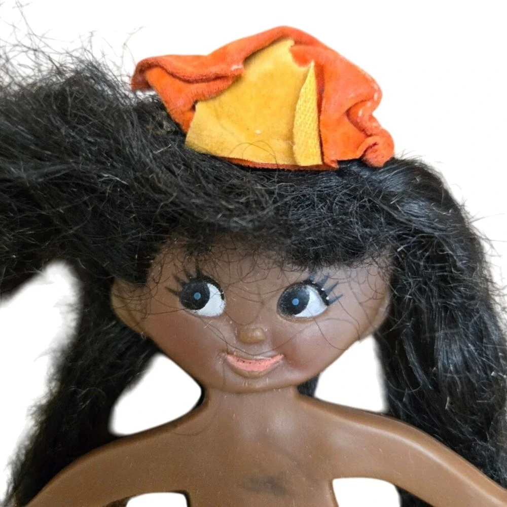 Vintage Ideal 1969 Flatsy Dolls Hong Kong Green Hair‎ Orange Outfit
